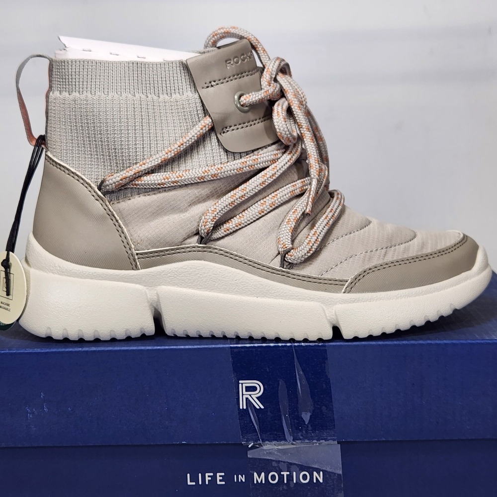 Rockport Bungee Bootie Women Size 6 Grey CI6877 Knit Collar Machine Washable